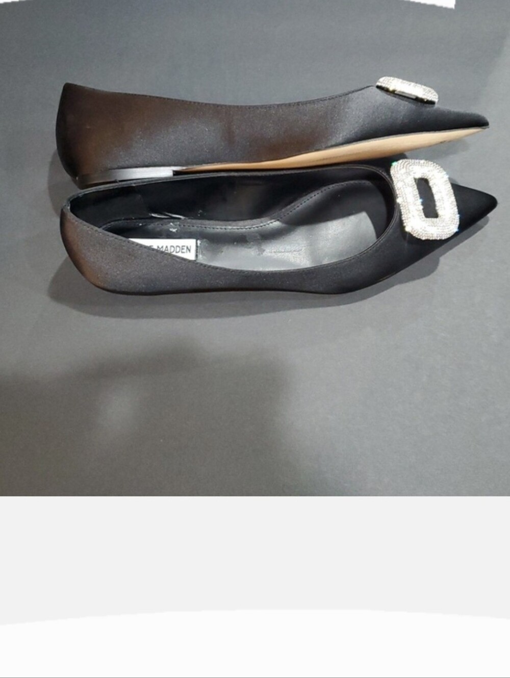 Steve Madden Tink black satin sequin‎ buckle pointy toe ballet flats size 11 new